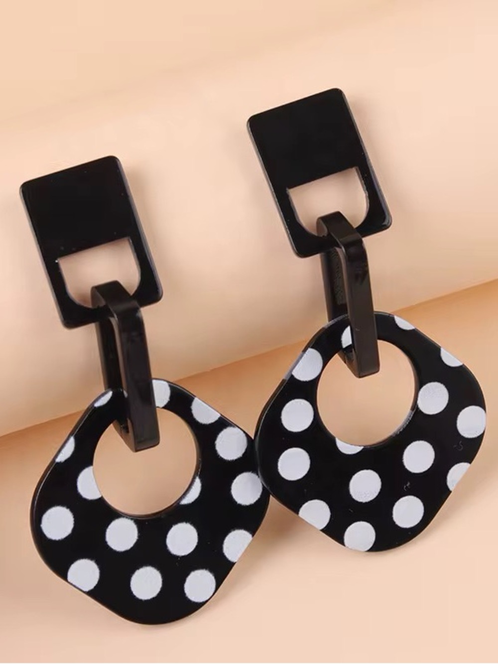 Black Polka Dot Dangle Earrings - Women's Accessories